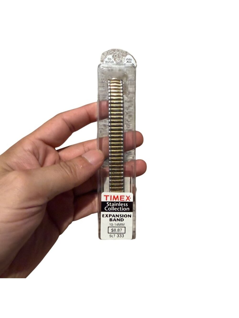 Timex Expansion Watch Band 10-14mm Two Tone Stainless Steel Stretch NOS Gold